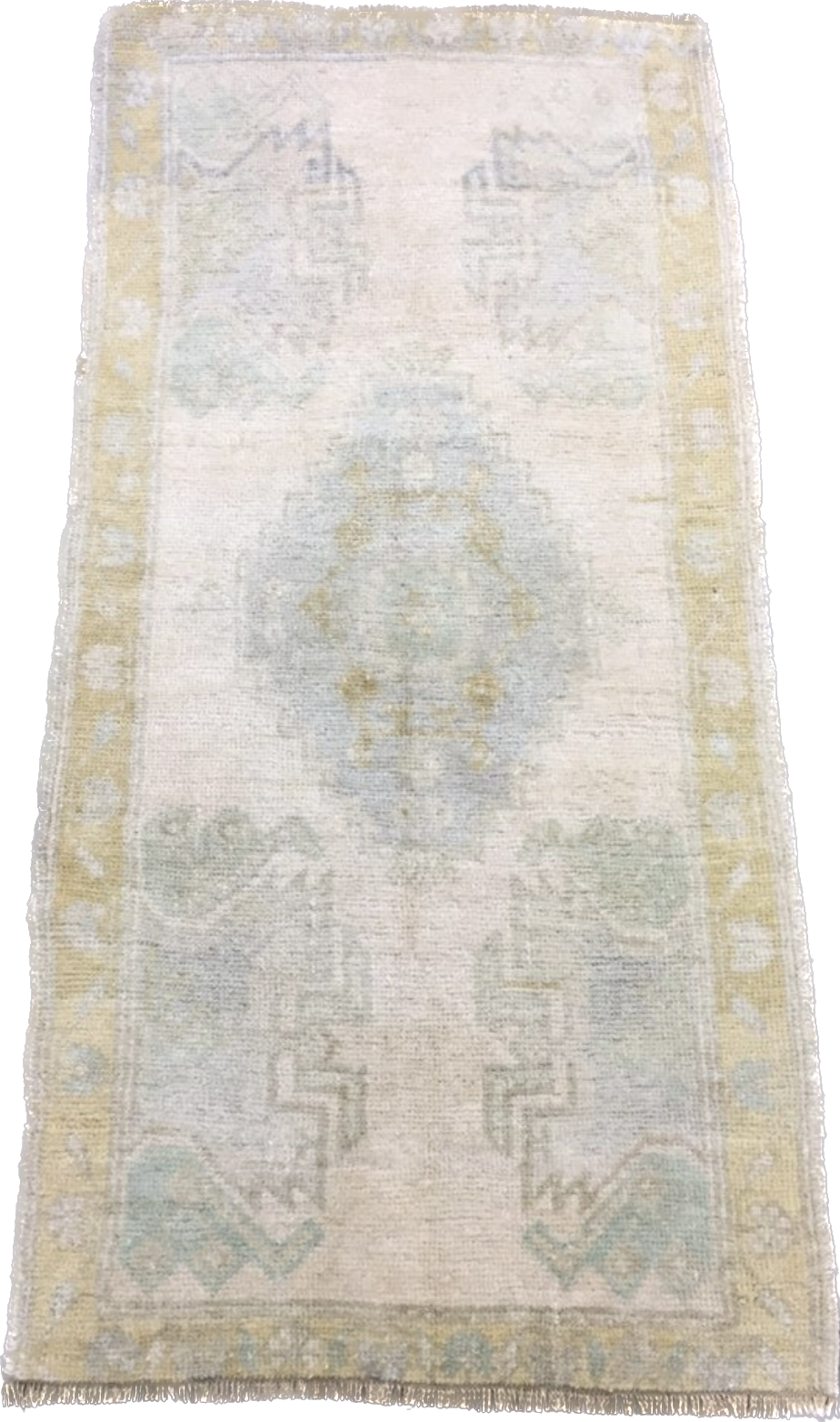 Pastel Handmade Vintage Turkish Rug