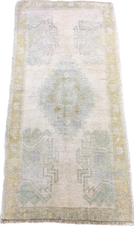 Pastel Handmade Vintage Turkish Rug