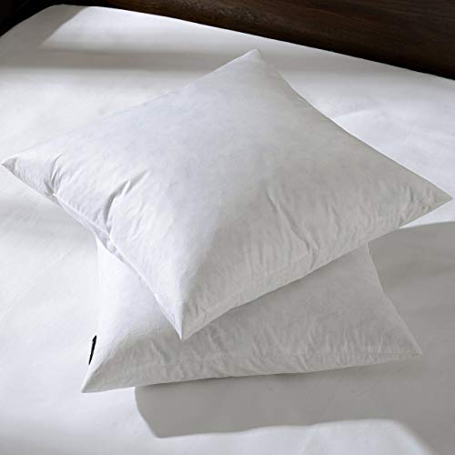 26x26 Euro Throw Pillow Inserts-Down Feather Pillow Inserts-Cotton Fabric-Set of 2-White.