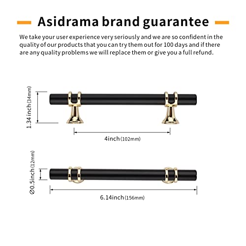 Asidrama 10 Pack 5 Inch(128mm) Champagne Bronze and Matte Black Kitchen Cabinet Handles, Cabinet Pulls Kitchen Cabinet Hardware Cupboard Handles Drawer Handles Dresser Pulls