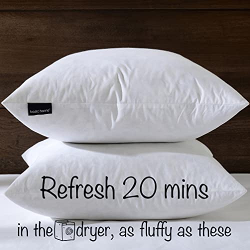 26x26 Euro Throw Pillow Inserts-Down Feather Pillow Inserts-Cotton Fabric-Set of 2-White.