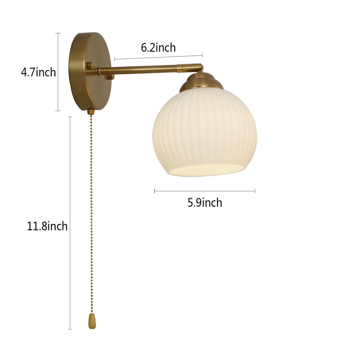 Mid-Century Modern Gold Wall Sconce, Set of 2 Industrial Bathroom Vanity Wall Sconce with White Spherical Glass Brushed Brass Wall Sconce for Dining Room Living Room Bedside