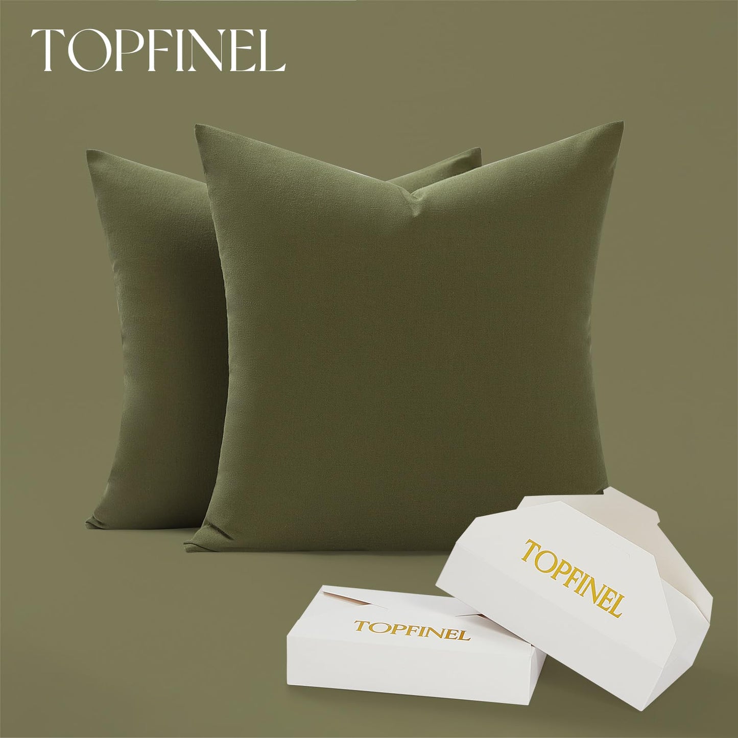 Topfinel Linen Throw Pillow Covers 24x24 Set of 2, Cozy Textured Farmhouse Decorative Pillowcase for Living Room Bedroom Sofa Couch,Beige Cushion Cover for Patio/Bedroom/Car