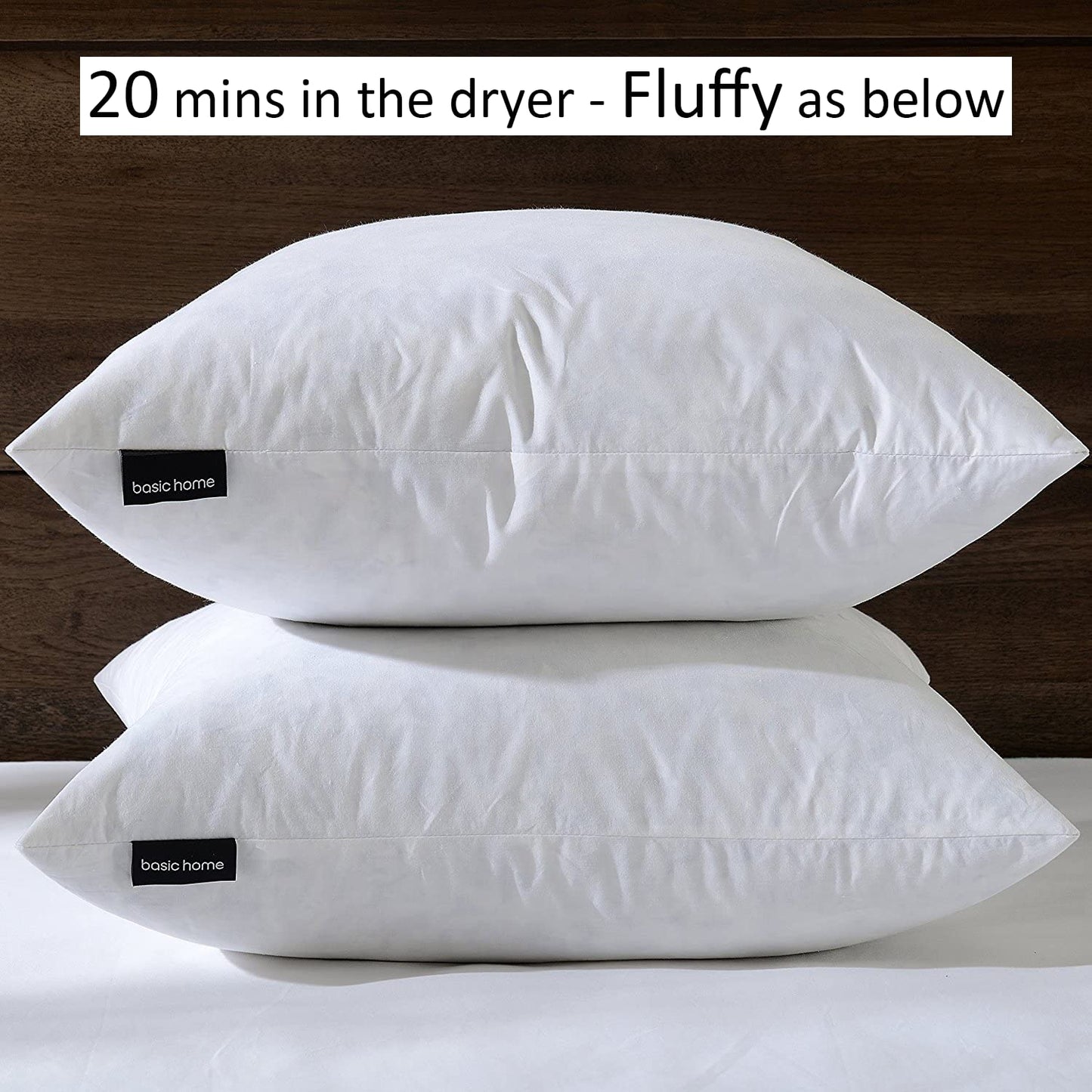 26x26 Euro Throw Pillow Inserts-Down Feather Pillow Inserts-Cotton Fabric-Set of 2-White.